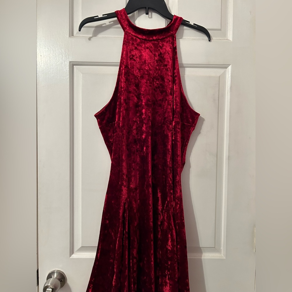 Rebdolls red velvet high neck swing dress